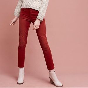 Pilcro Anthro rust high rise skinny corduroys